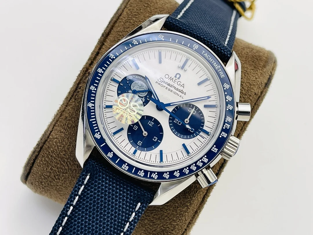 Omega Speedmaster Snoopy Blue Dial β photographed off the sweep