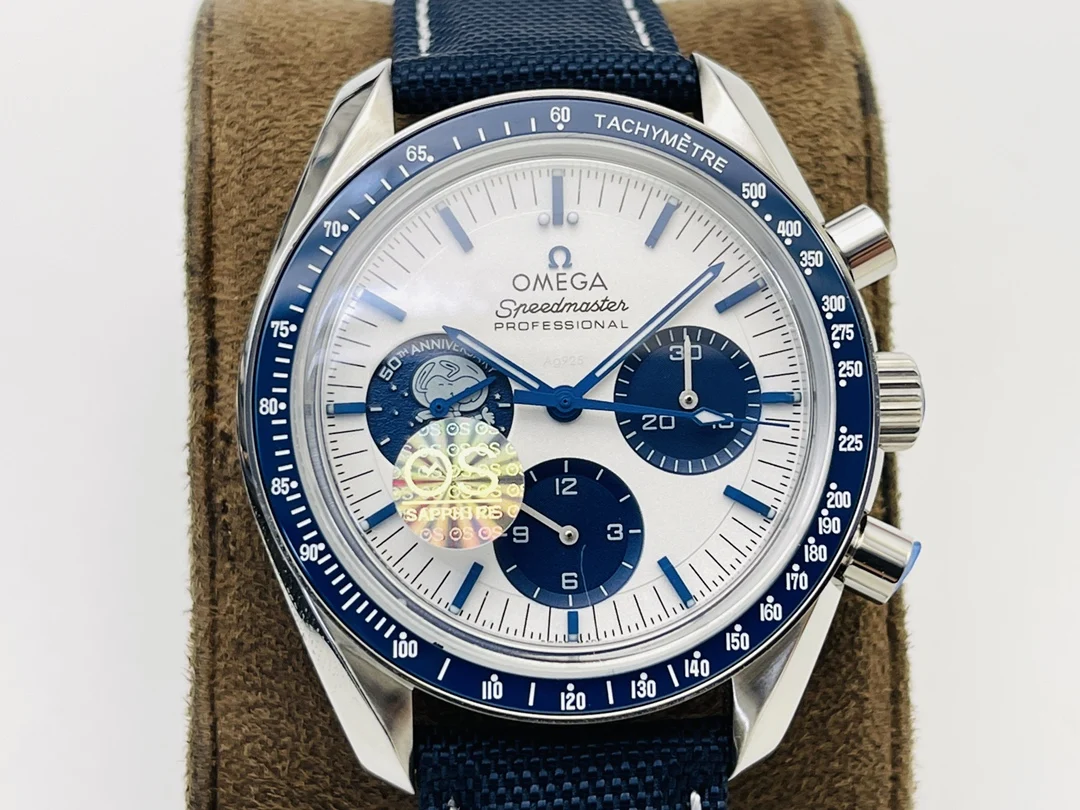 Omega Speedmaster Snoopy Blue Dial β photographed off the sweep