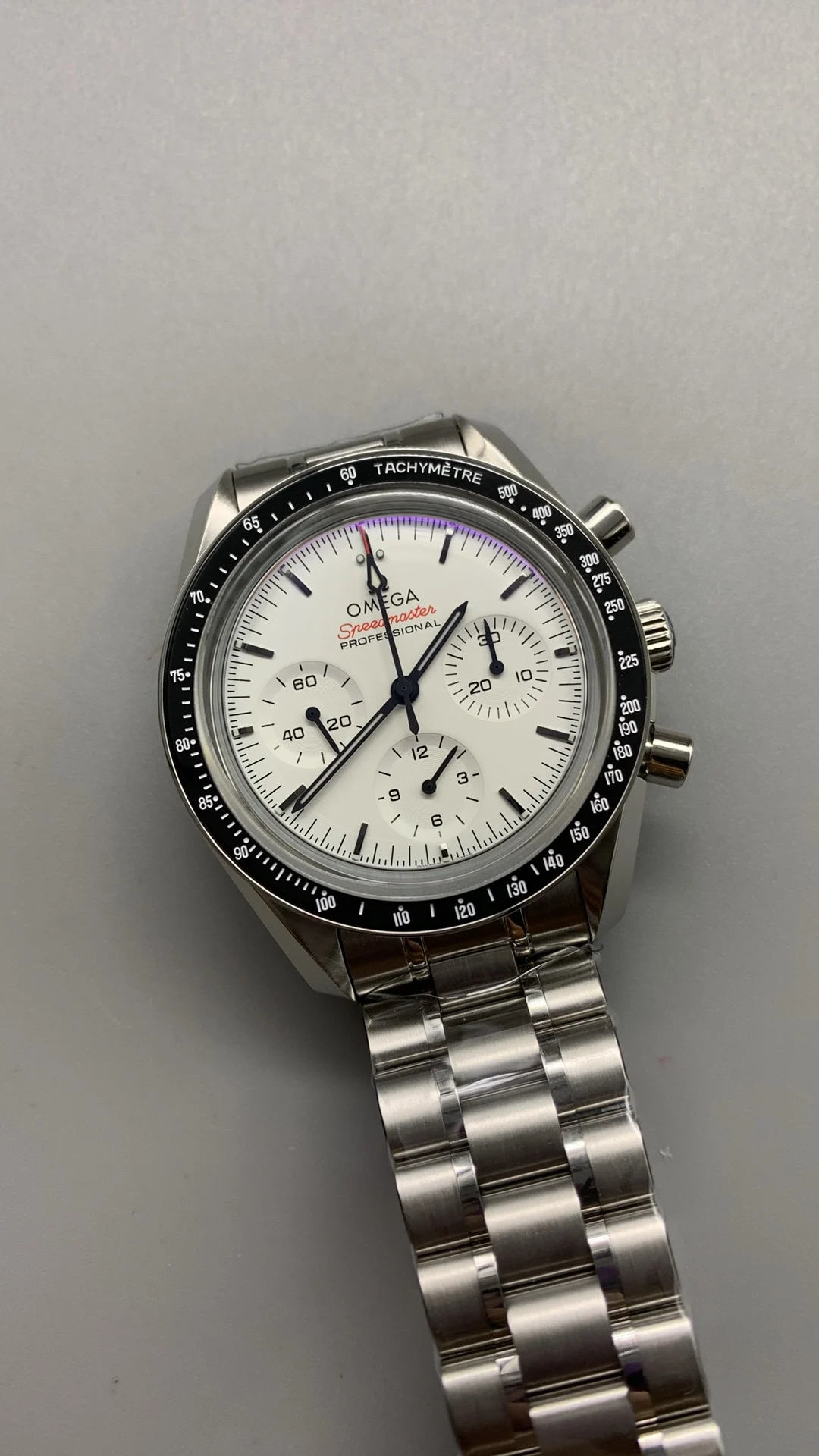 Omega Speedmaster — photographed off the sweep