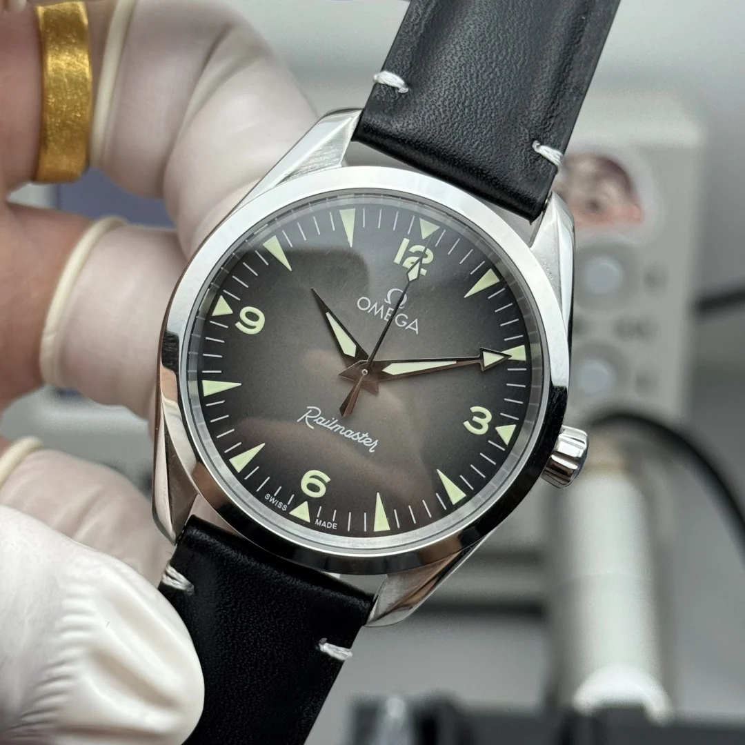 Omega Steel Black Dial — photographed off the sweep