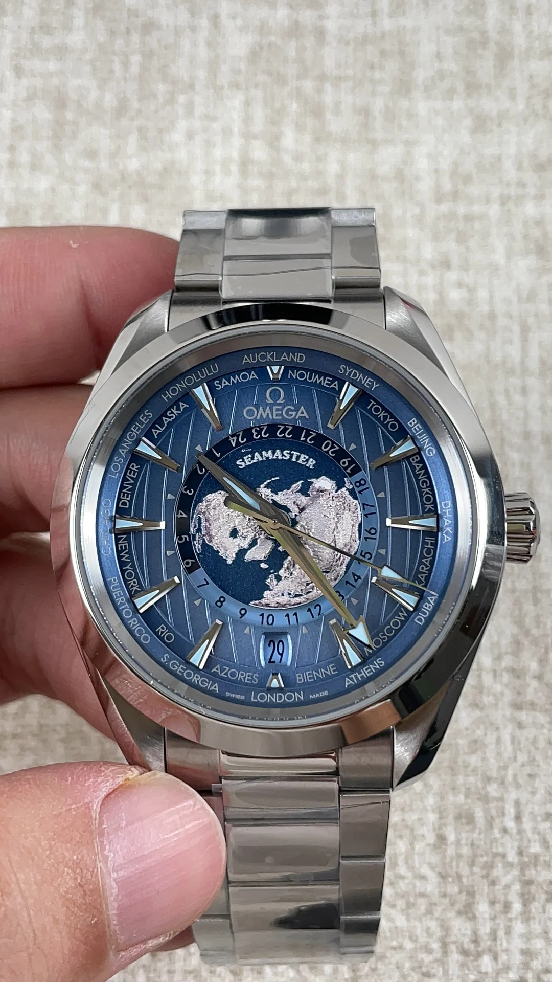 Omega World Time — photographed off the sweep
