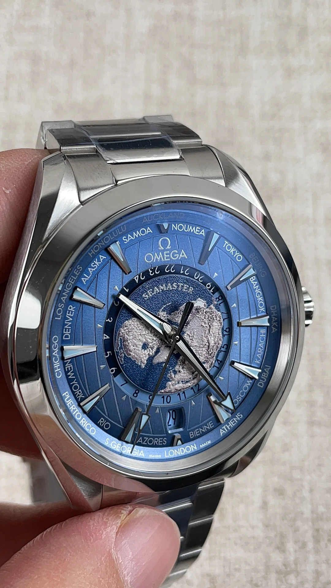 Omega World Time — photographed off the sweep