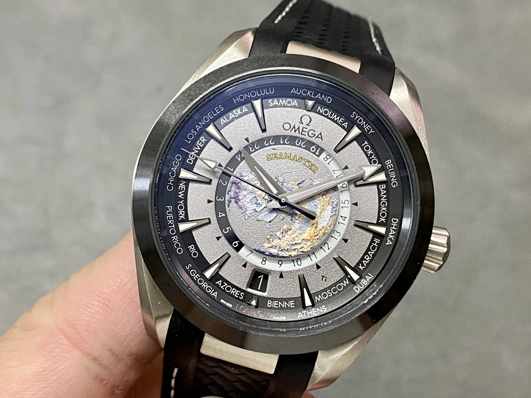 Omega World Time Titanium — photographed off the sweep