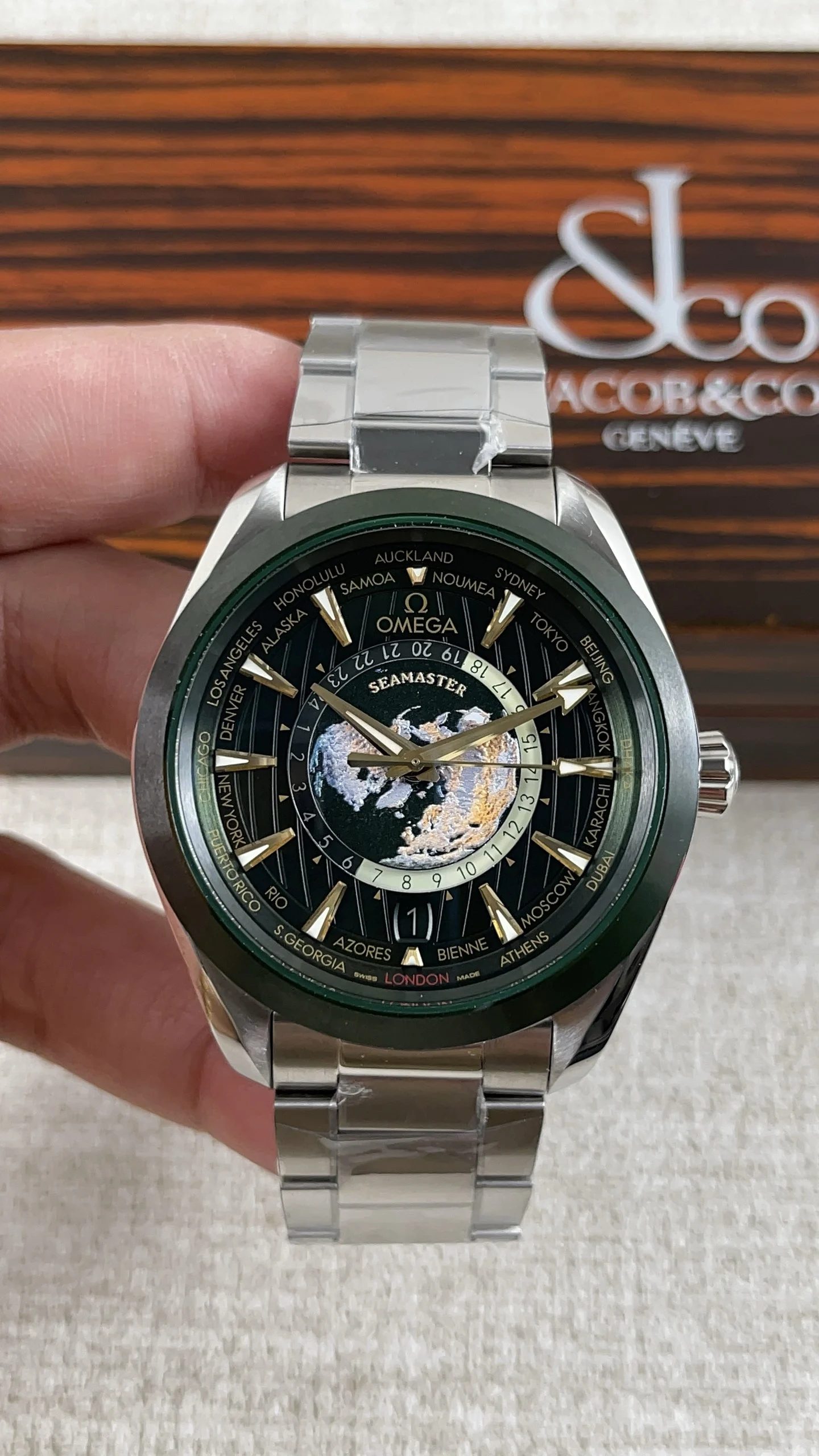 Omega World Time — photographed off the sweep