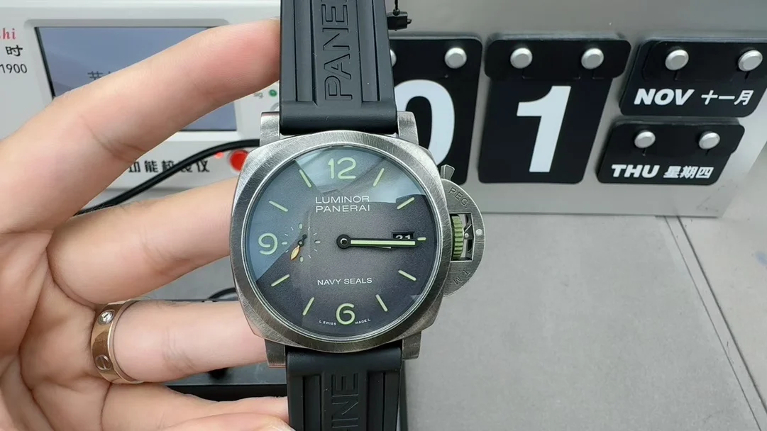 Panerai 1412 reference — photographed off the sweep