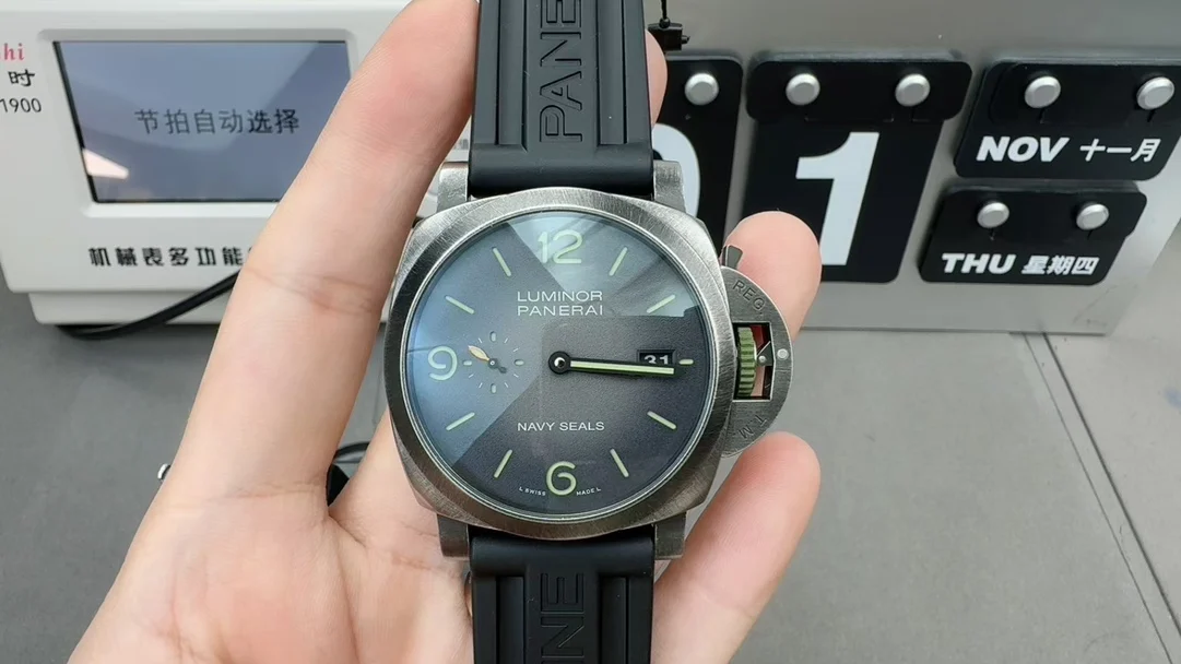 Panerai 1412 reference — photographed off the sweep