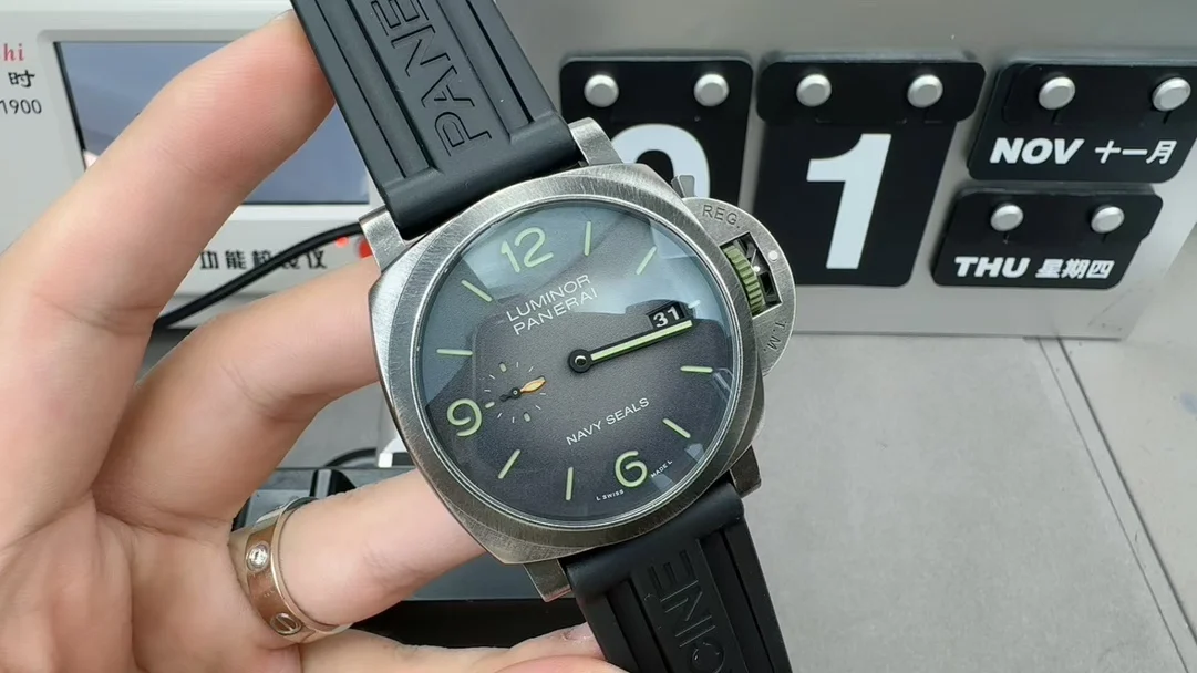 Panerai 1412 reference — photographed off the sweep