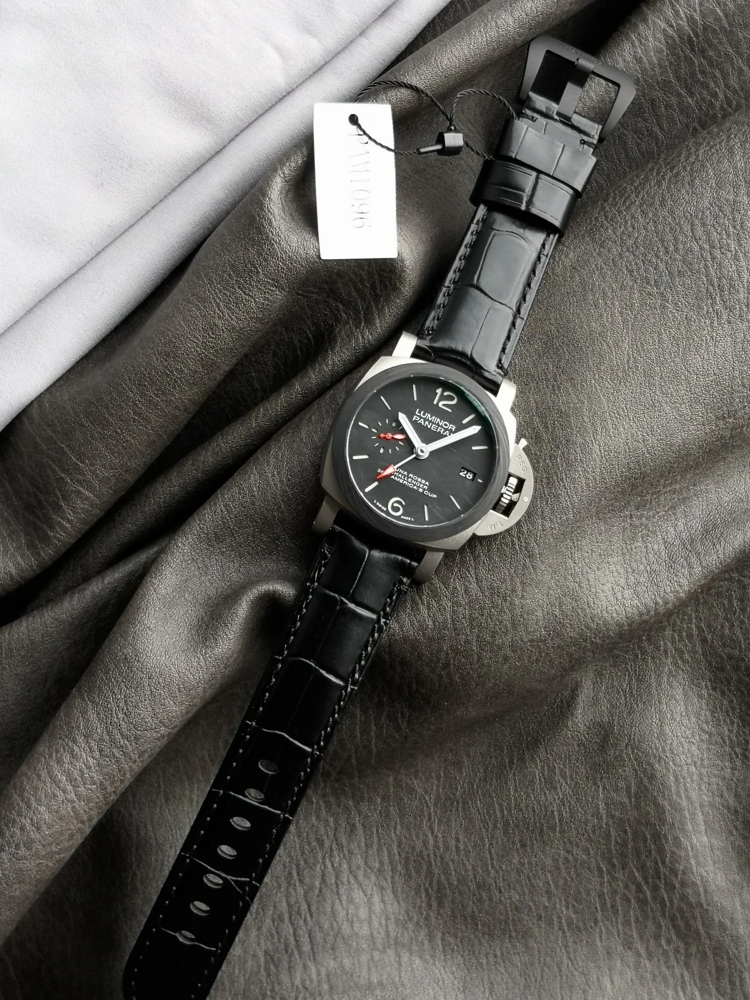 Panerai America's Cup PAM01096 — photographed off the sweep