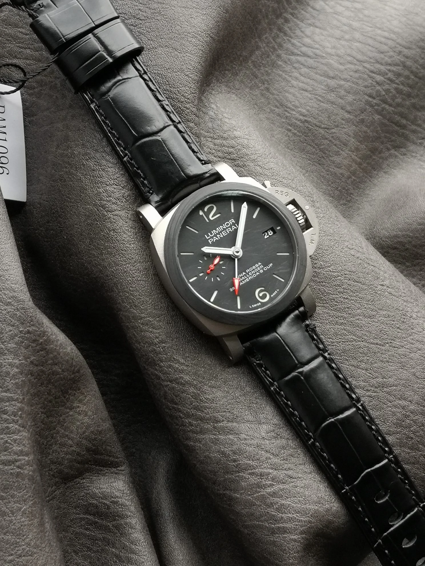 Panerai America's Cup PAM01096 — photographed off the sweep