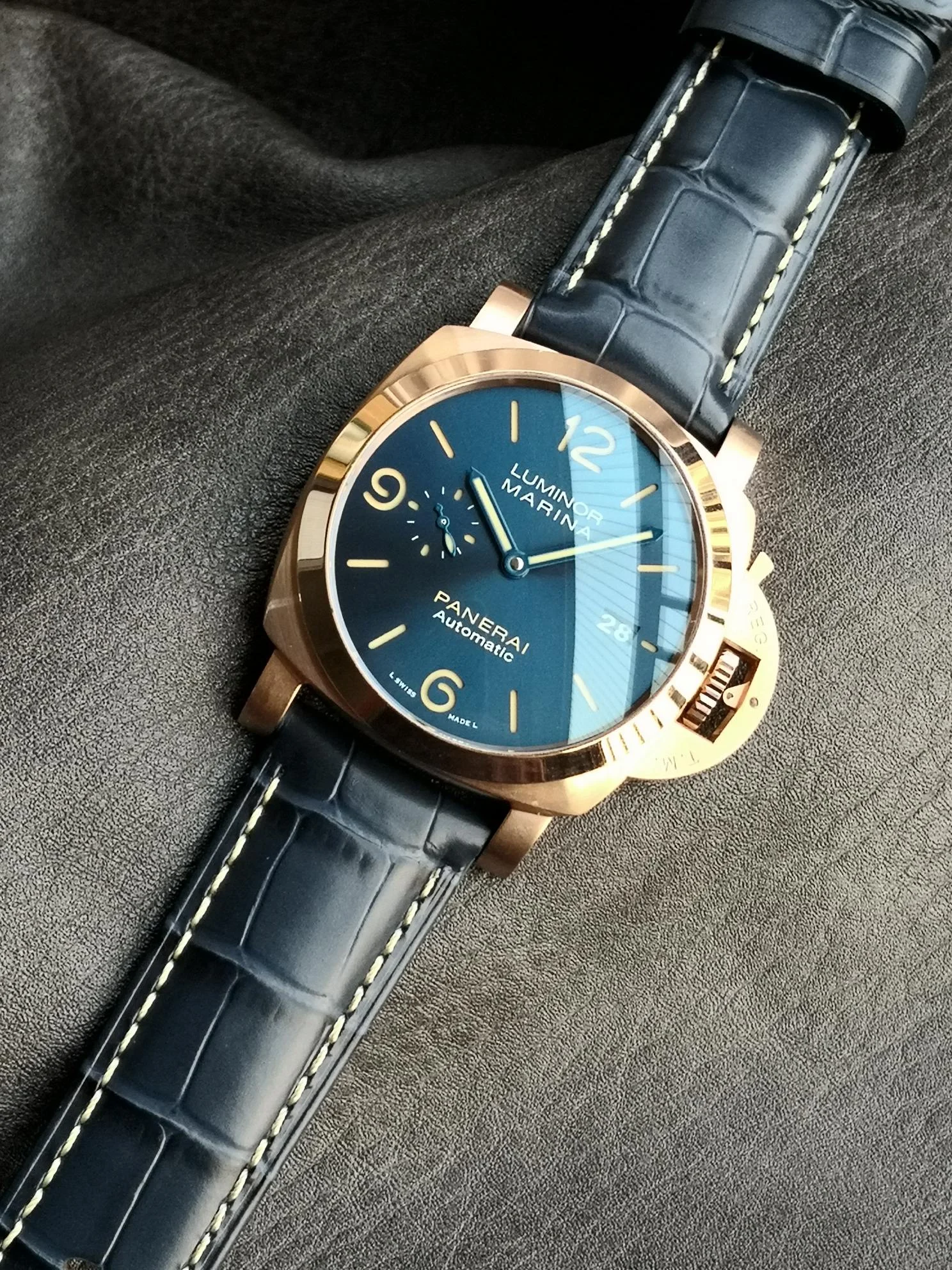 Panerai Black Dial PAM01114 44mm — photographed off the sweep