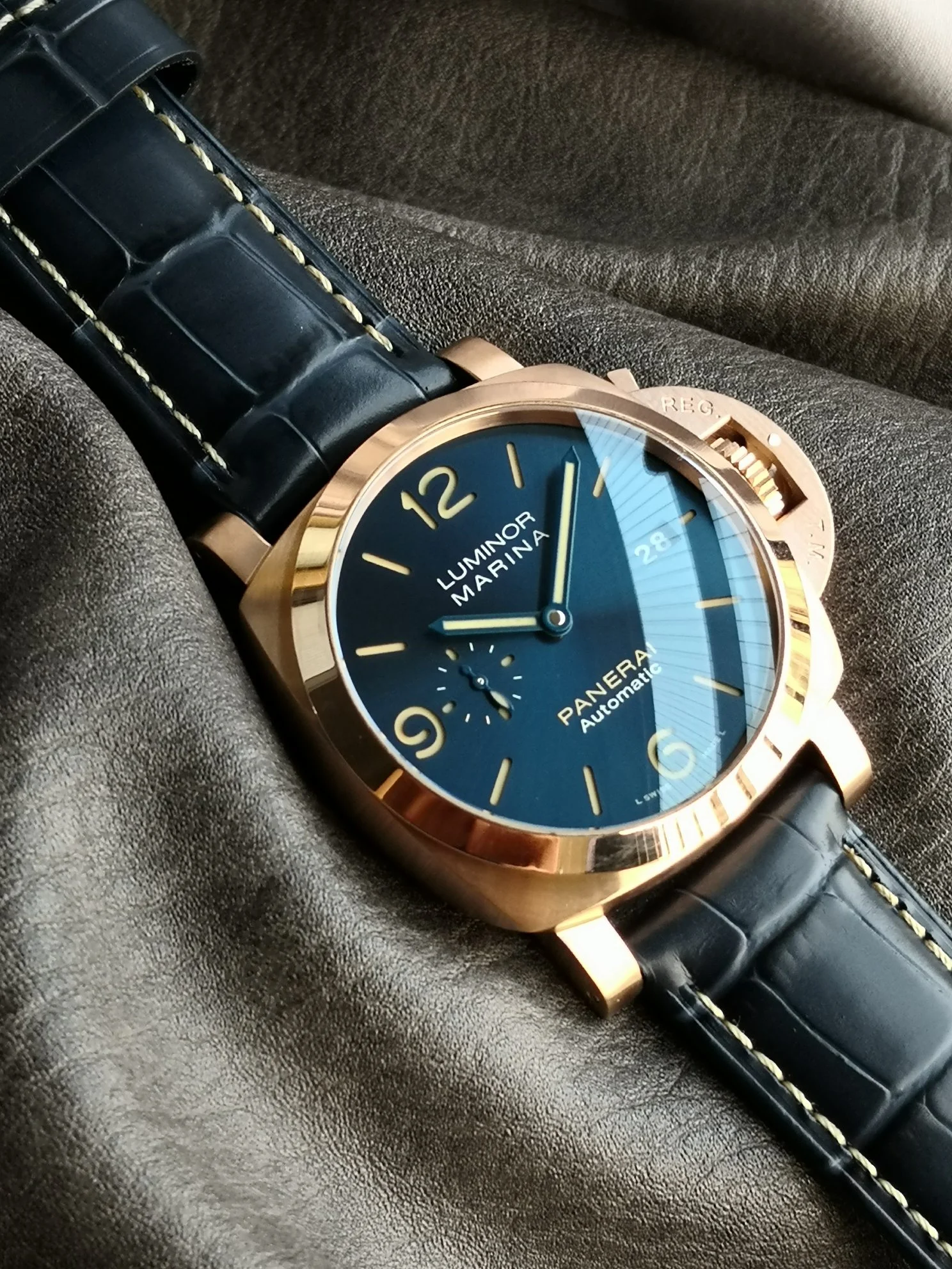 Panerai Black Dial PAM01114 44mm — photographed off the sweep