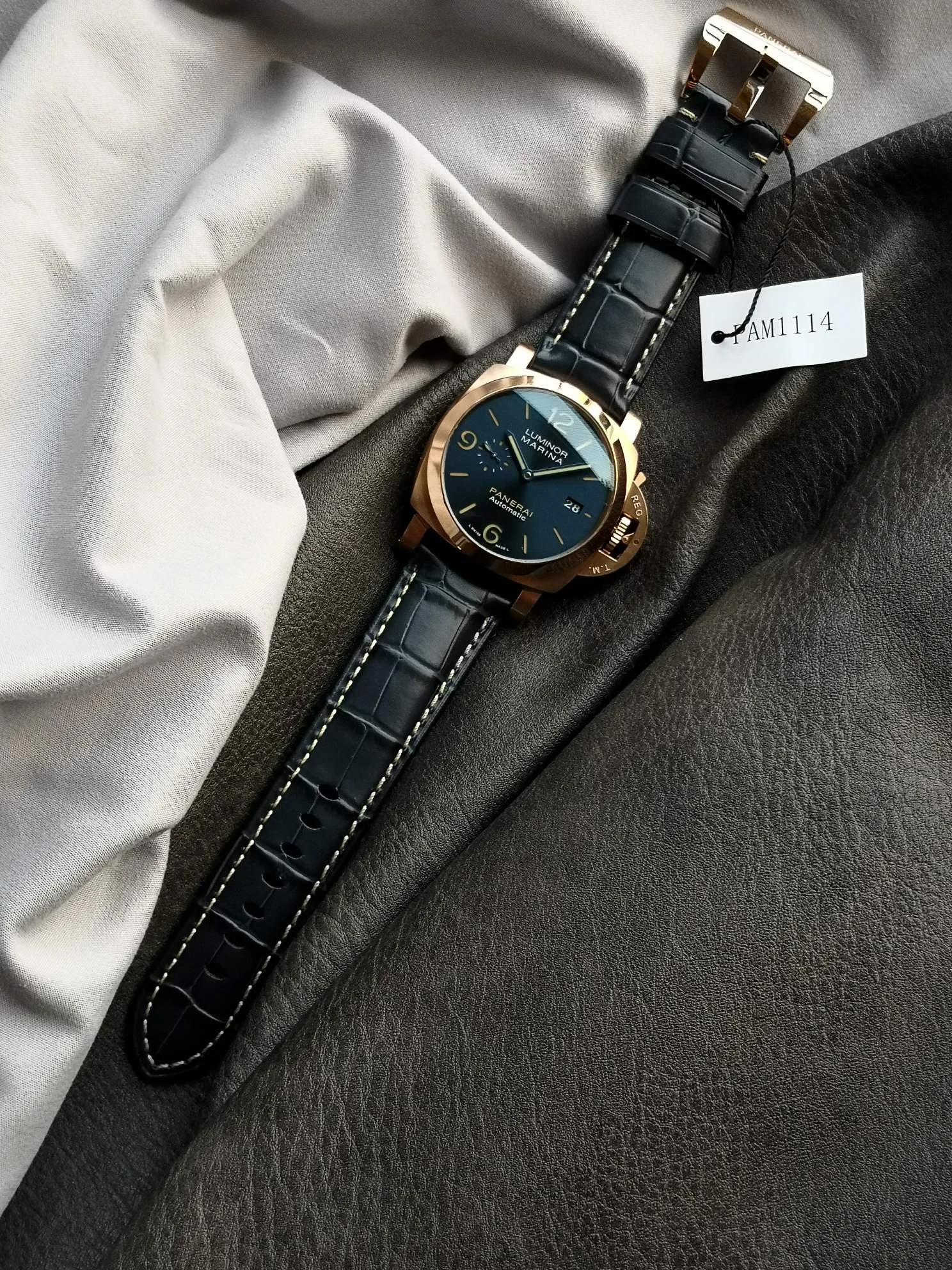Panerai Black Dial PAM01114 44mm — photographed off the sweep