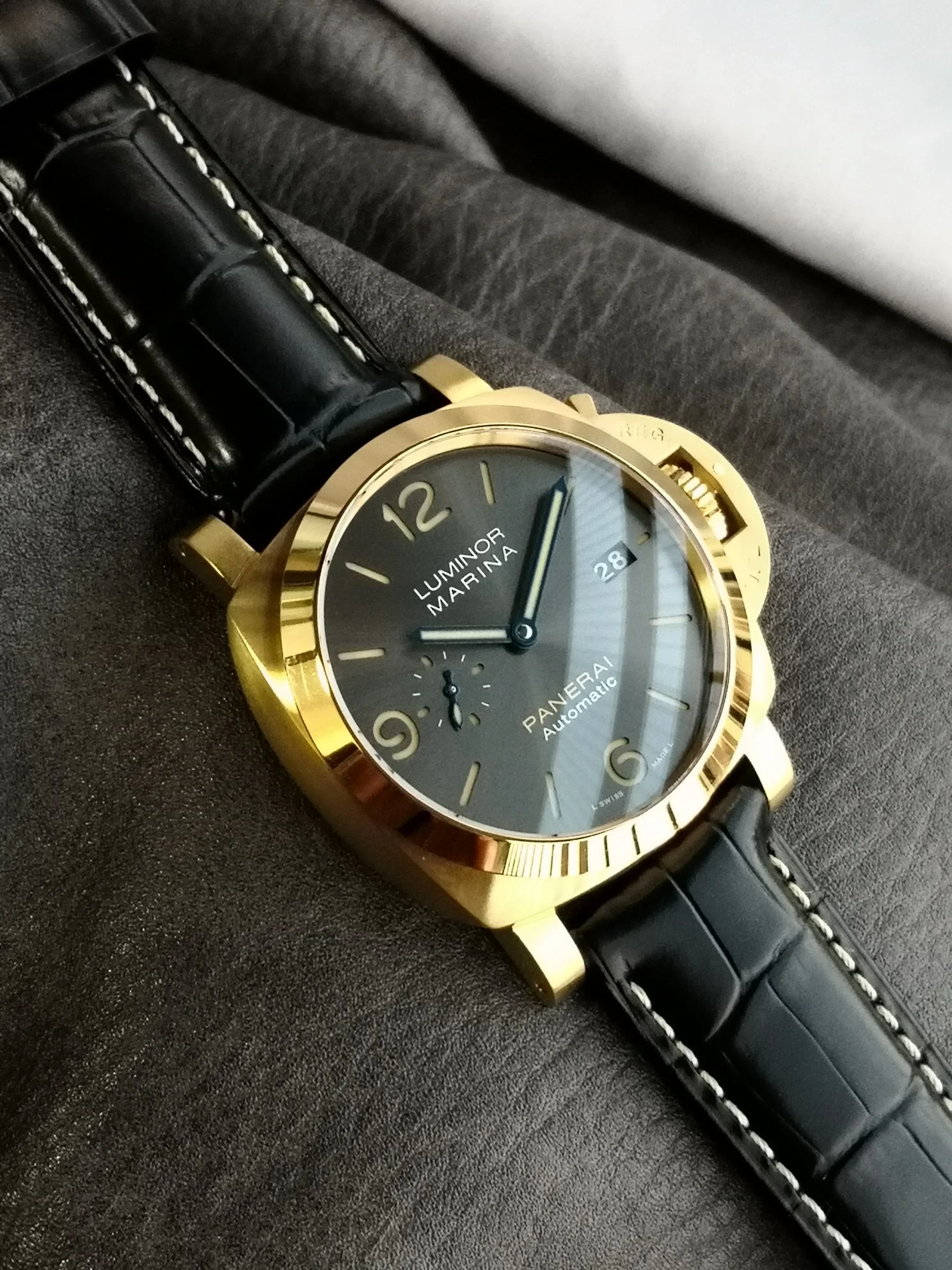 Panerai Black Dial PAM01115 — photographed off the sweep