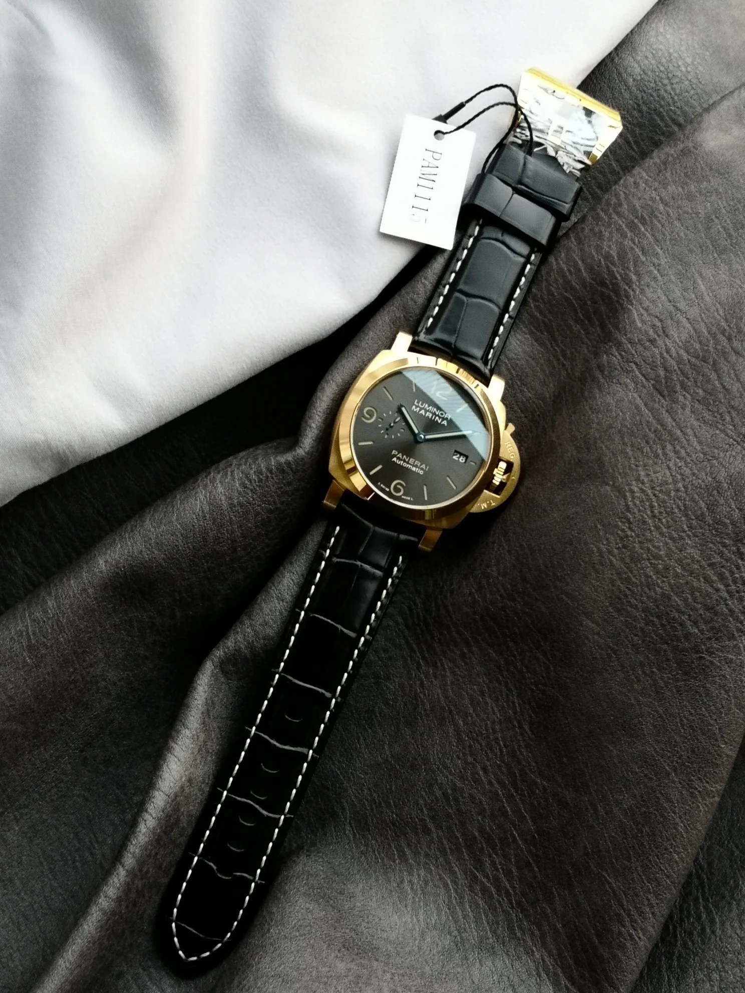 Panerai Black Dial PAM01115 — photographed off the sweep