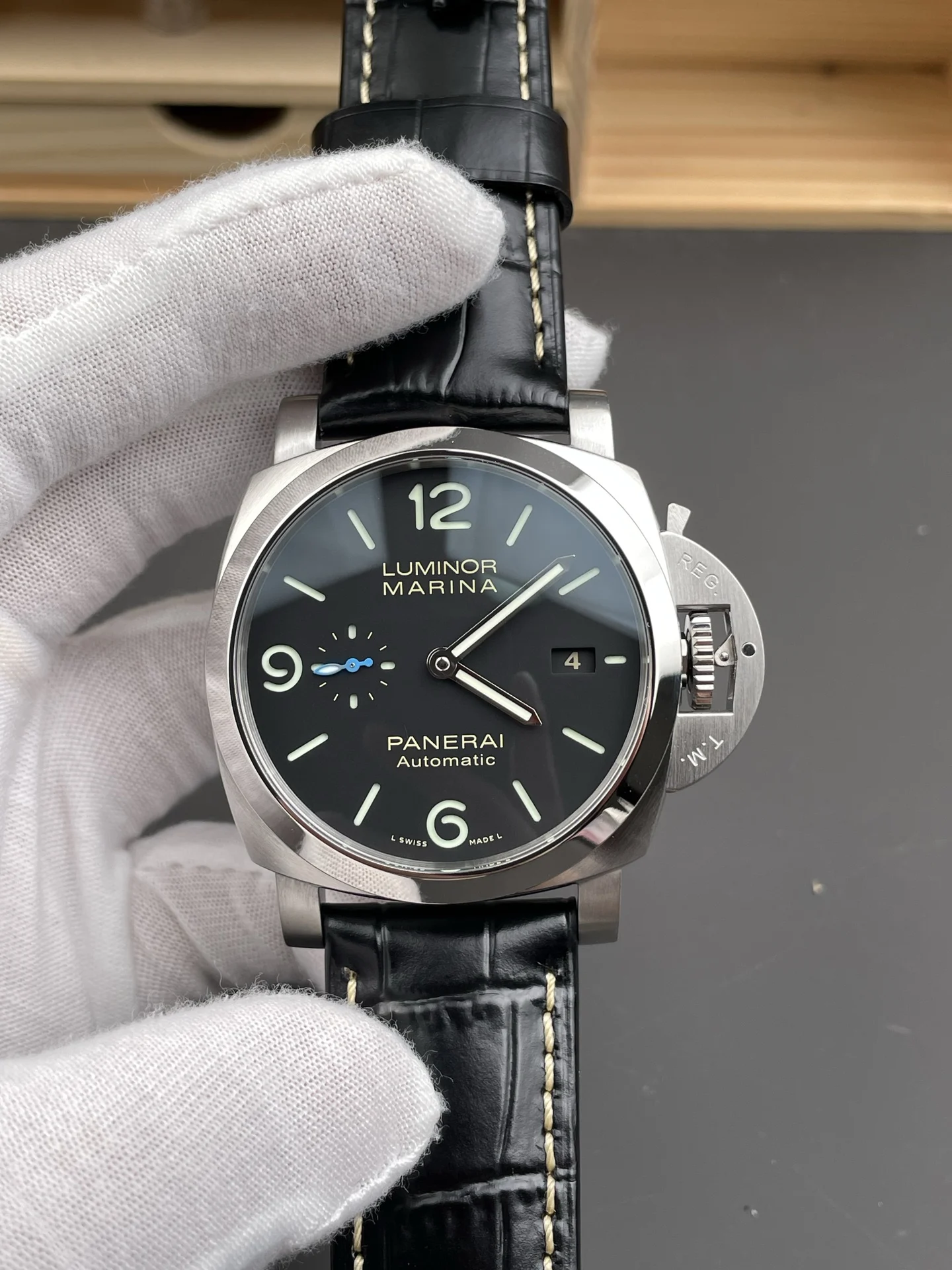 Panerai Black Dial PAM01312 44mm — photographed off the sweep
