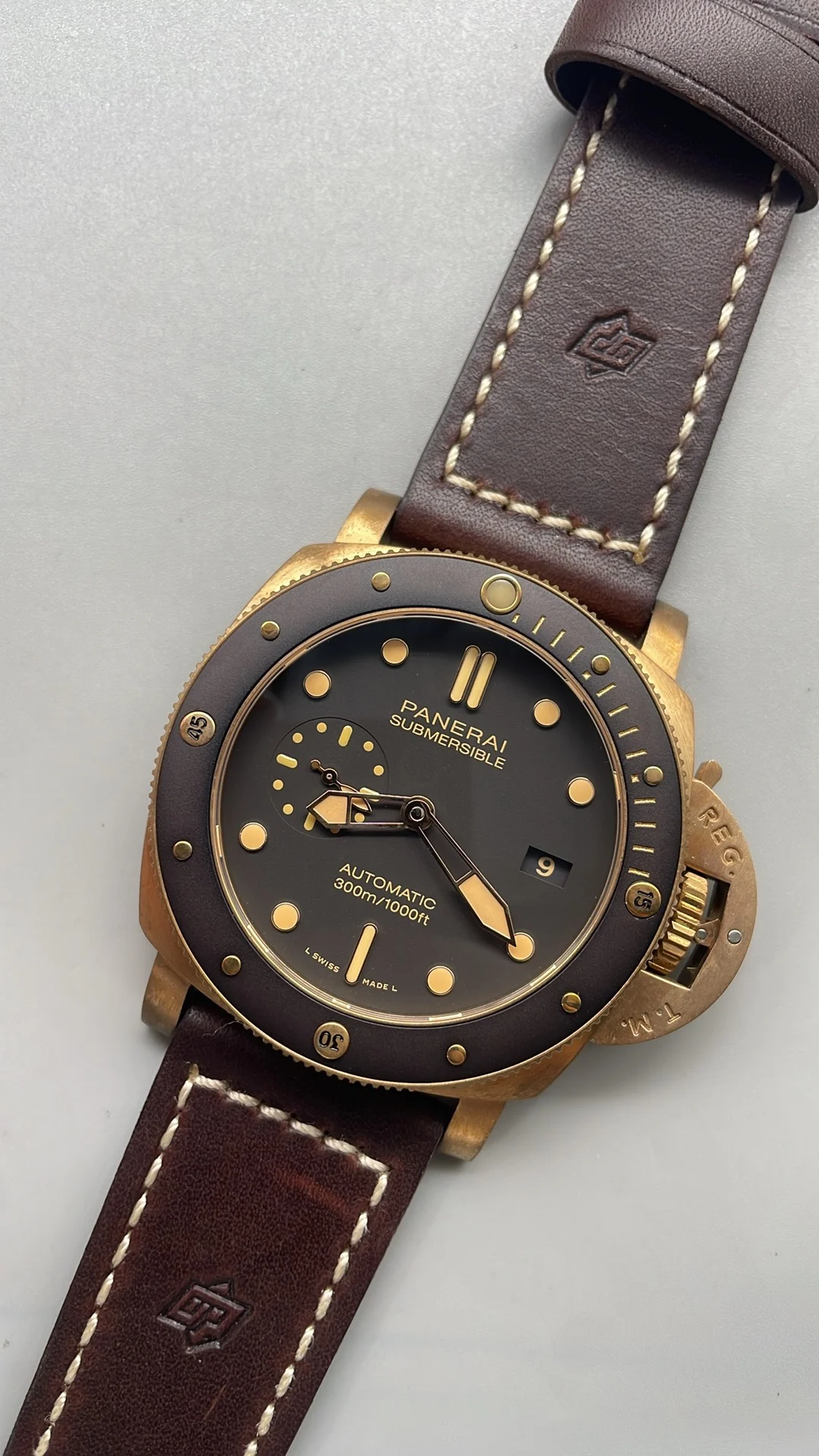 Panerai Bronze PAM00968 — photographed off the sweep