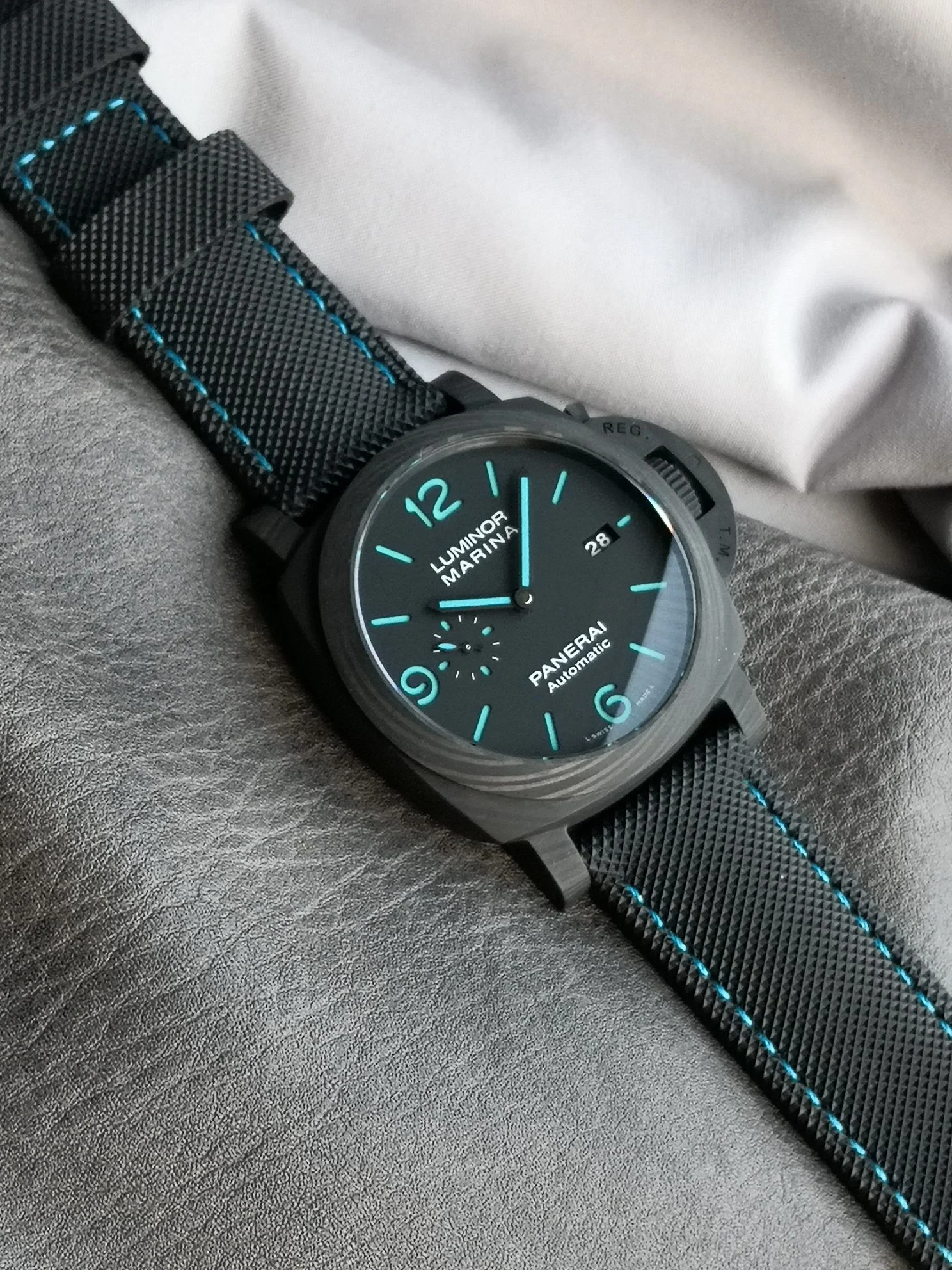 Panerai Carbon Black Dial PAM01661 — photographed off the sweep