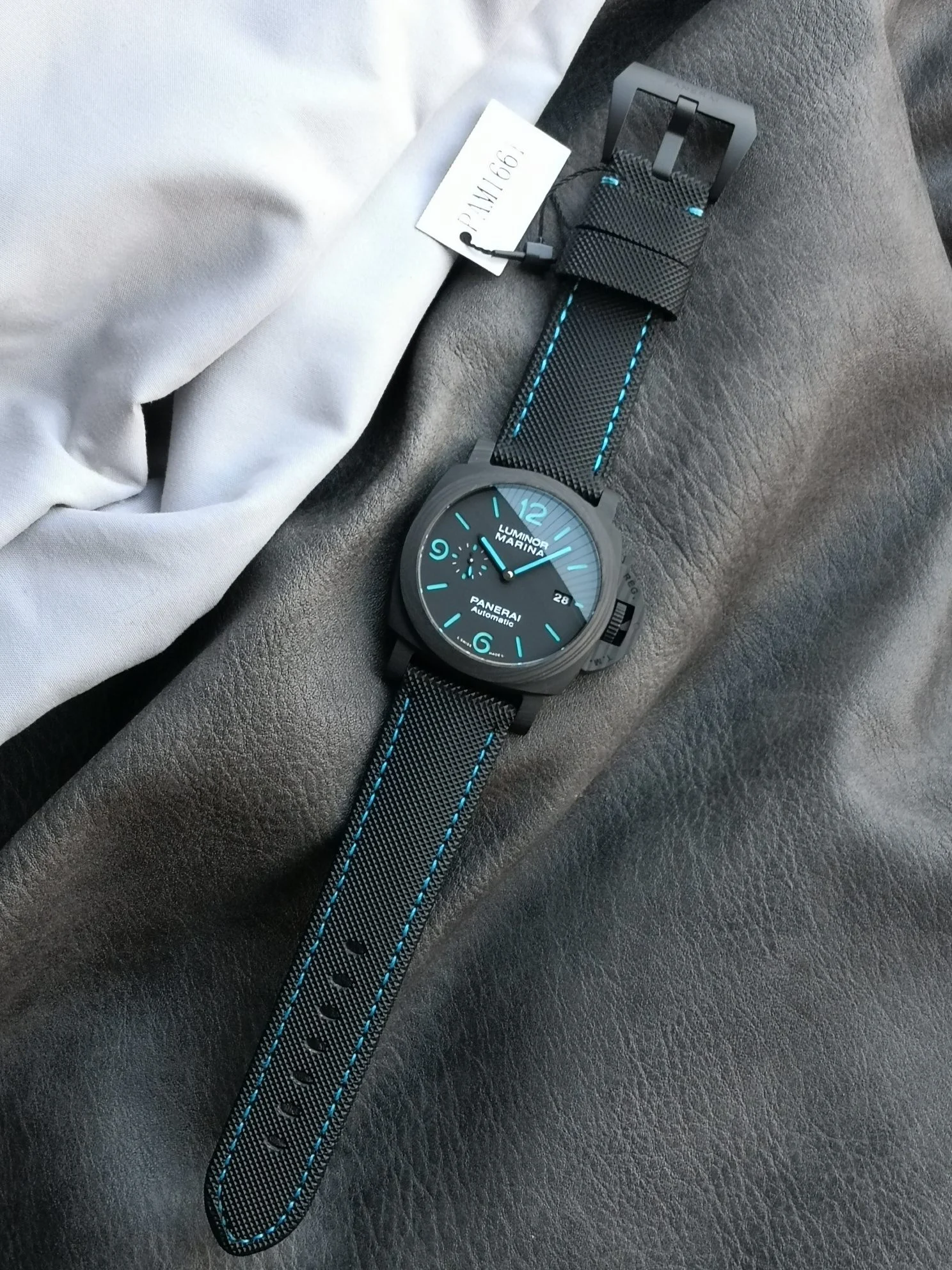 Panerai Carbon Black Dial PAM01661 — photographed off the sweep