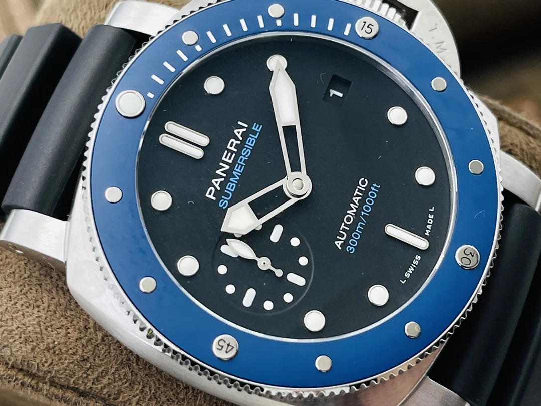 Panerai Carbon Blue Dial PAM00661 — photographed off the sweep