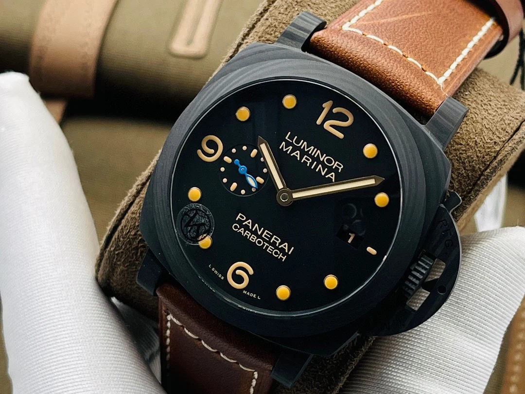 Panerai Carbon Blue Dial PAM00661 — photographed off the sweep