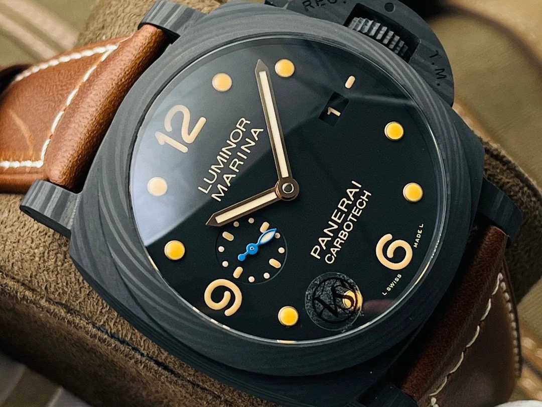 Panerai Carbon Blue Dial PAM00661 — photographed off the sweep