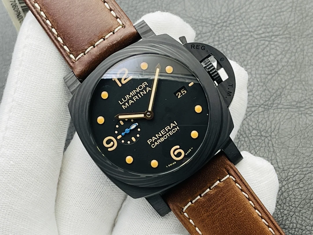 Panerai Carbon Blue Dial PAM00661 — photographed off the sweep