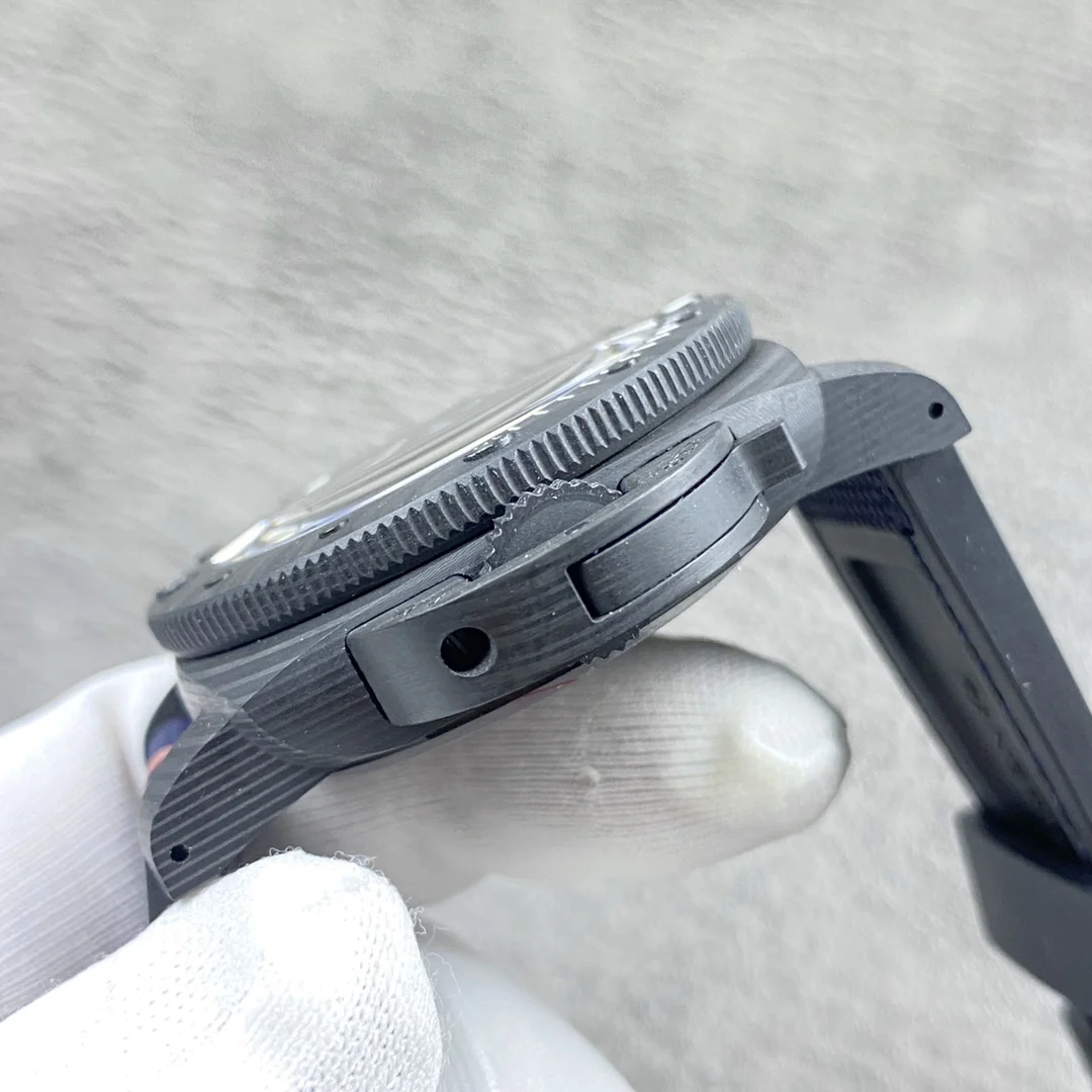 Panerai Carbon Blue Dial PAM01563 — photographed off the sweep