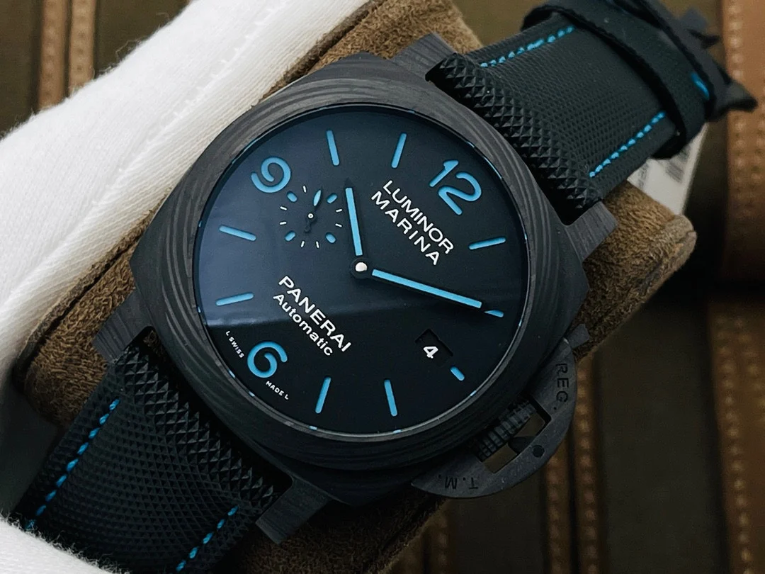 Panerai Carbon Blue Dial PAM01661 44mm — photographed off the sweep
