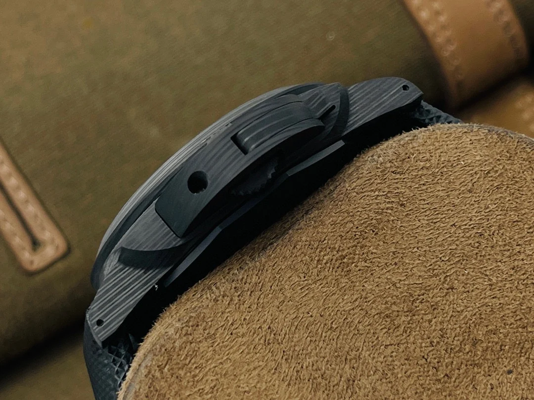 Panerai Carbon Blue Dial PAM01661 44mm — photographed off the sweep