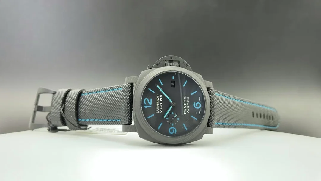 Panerai Carbon Blue Dial PAM01661 44mm — photographed off the sweep