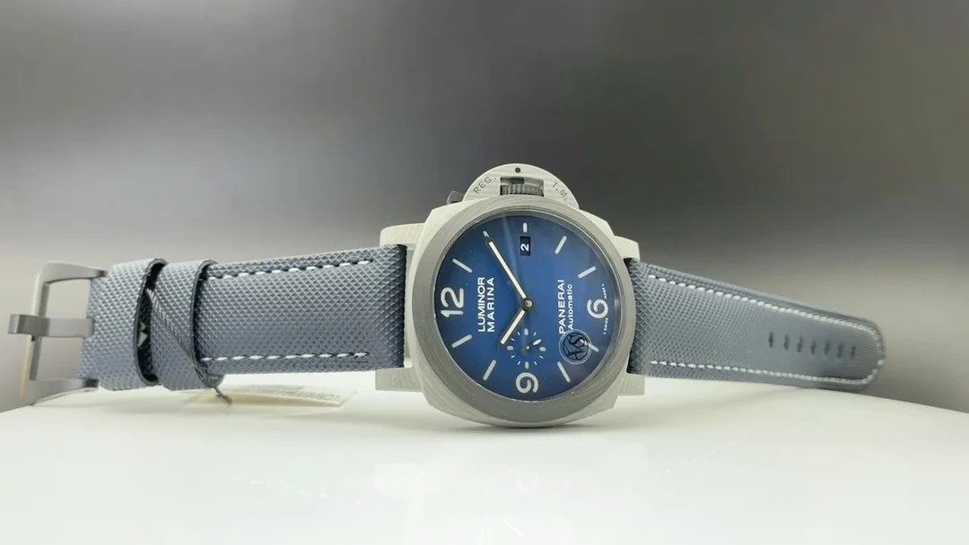 Panerai Carbon Blue Dial PAM01663 44mm — photographed off the sweep