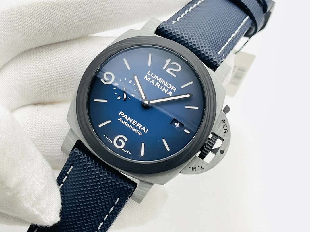 Panerai Carbon Blue Dial PAM01663 44mm — photographed off the sweep
