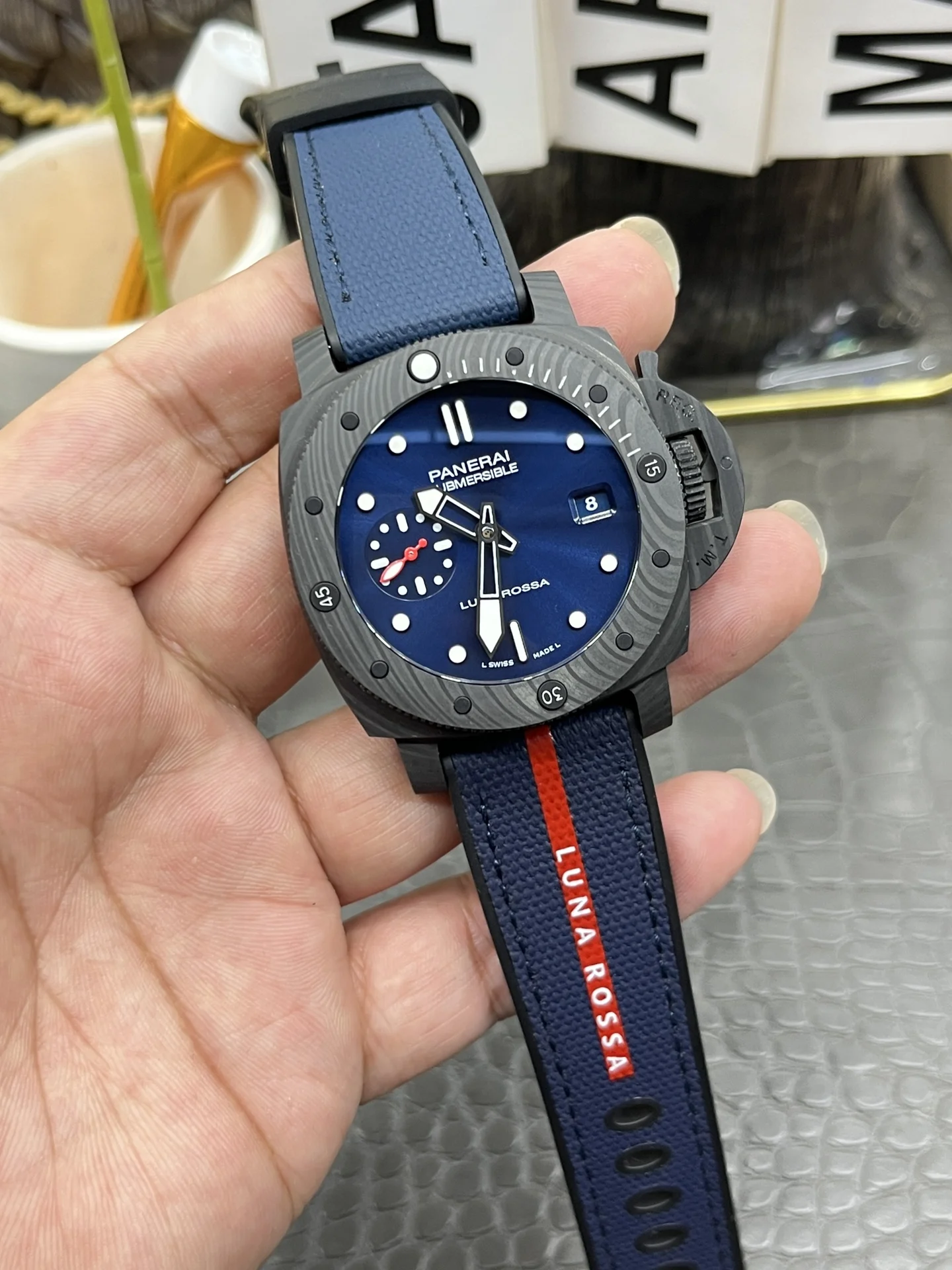 Panerai Carbon PAM01563 — photographed off the sweep