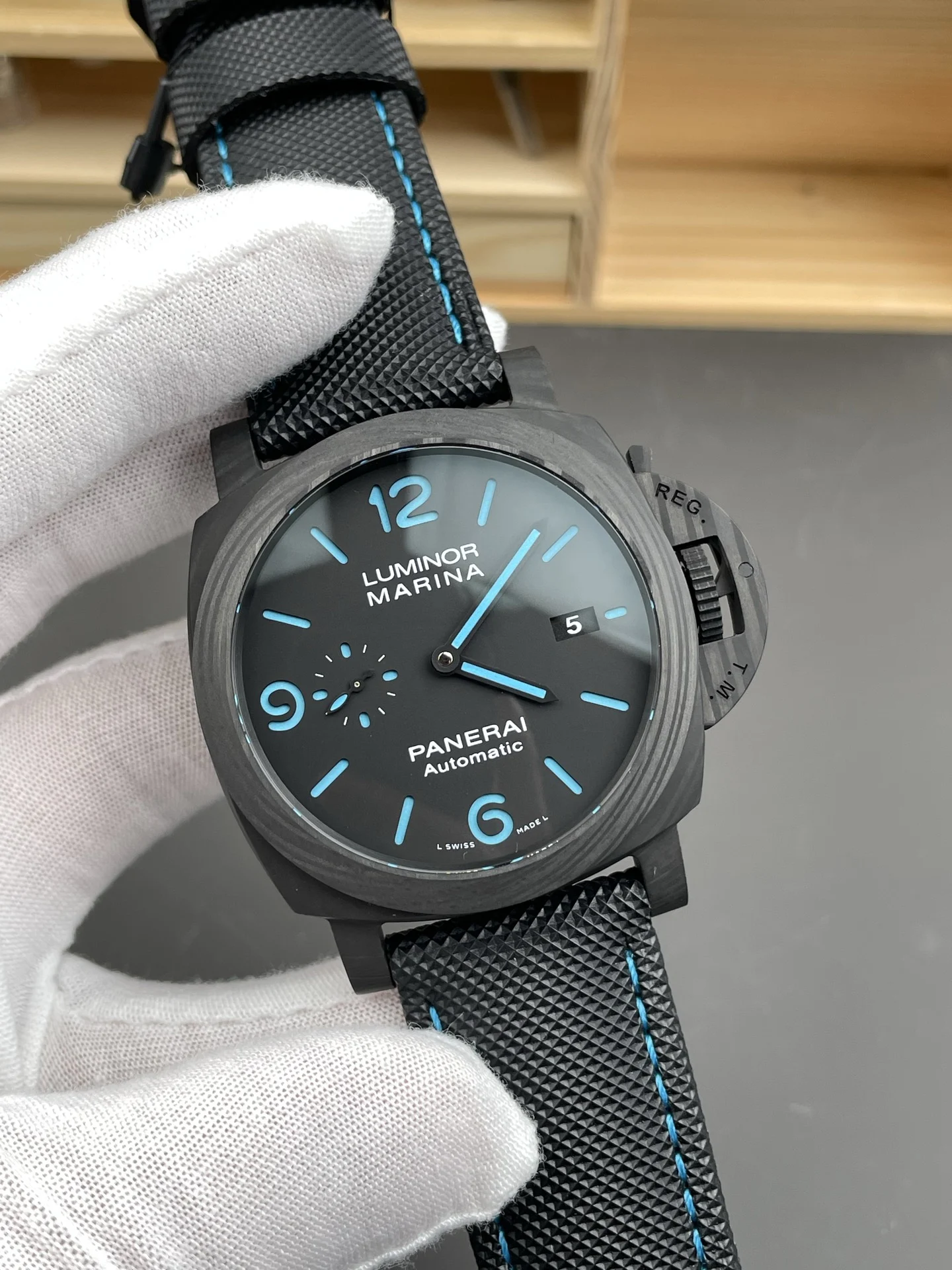 Panerai Carbon PAM01661 — photographed off the sweep