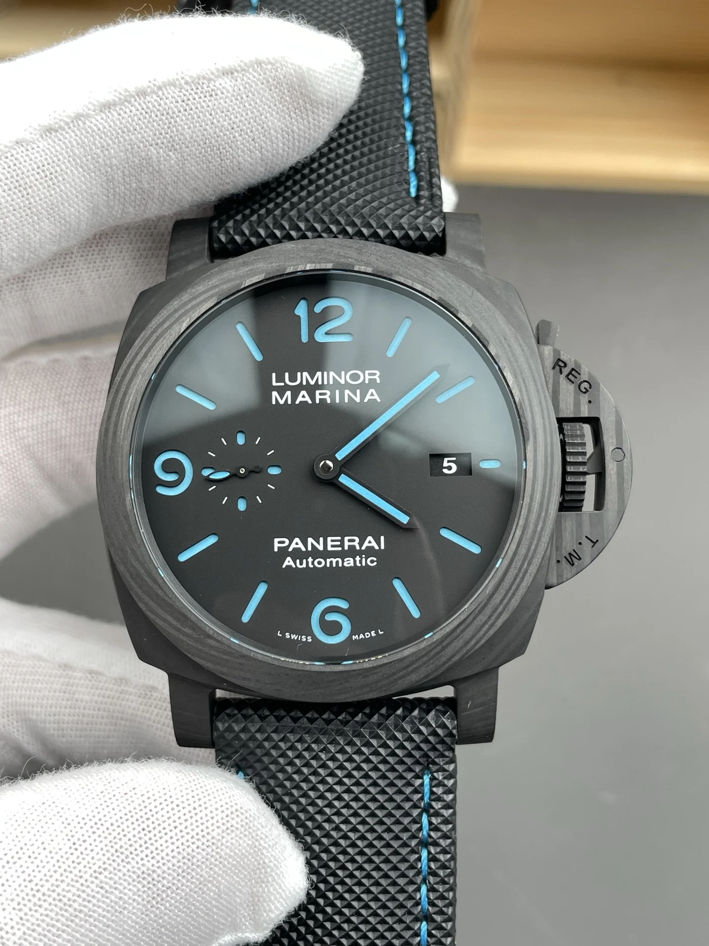 Panerai Carbon PAM01661 — photographed off the sweep