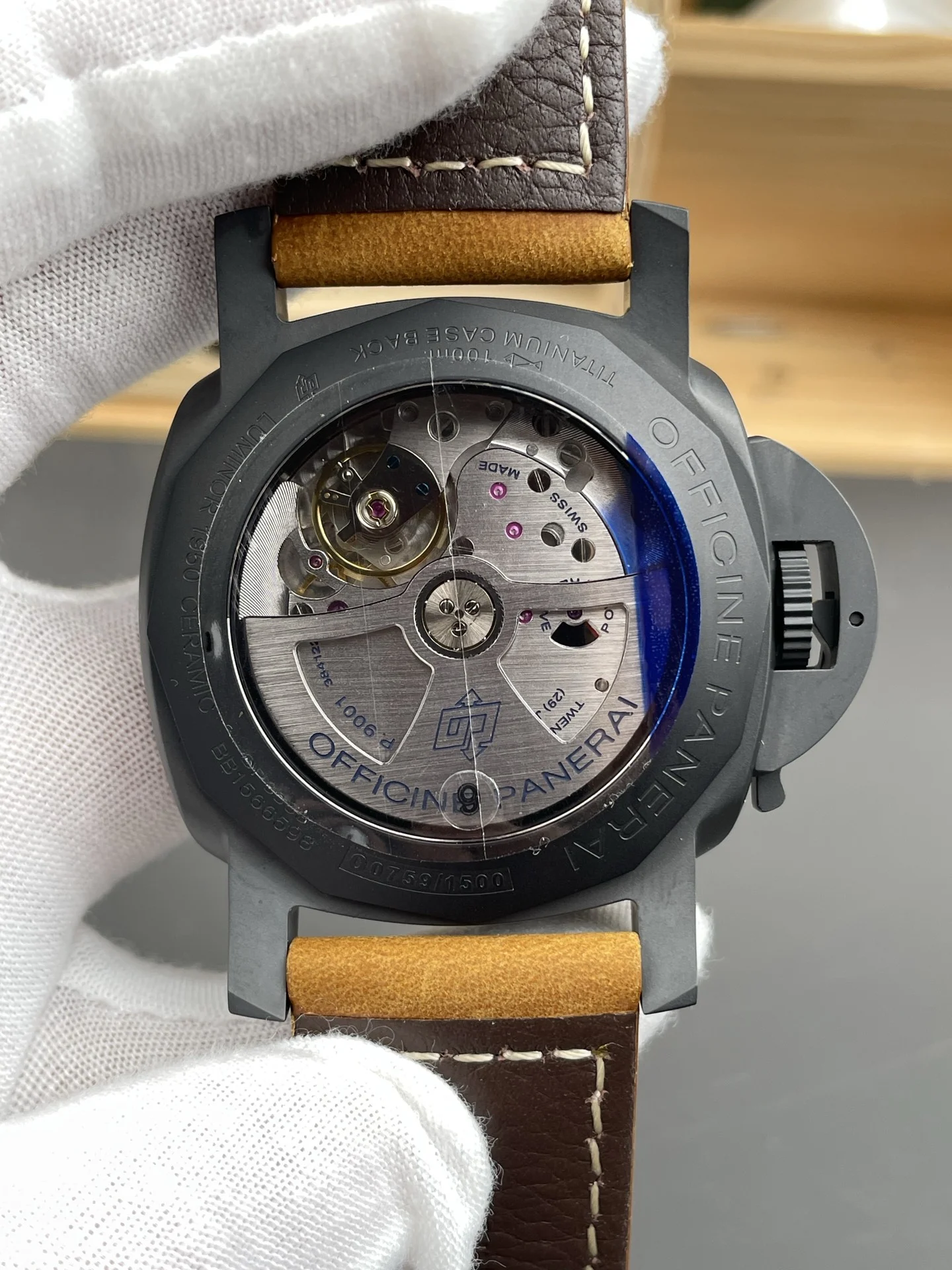 Panerai Ceramic Black Dial PAM00441 44mm — photographed off the sweep