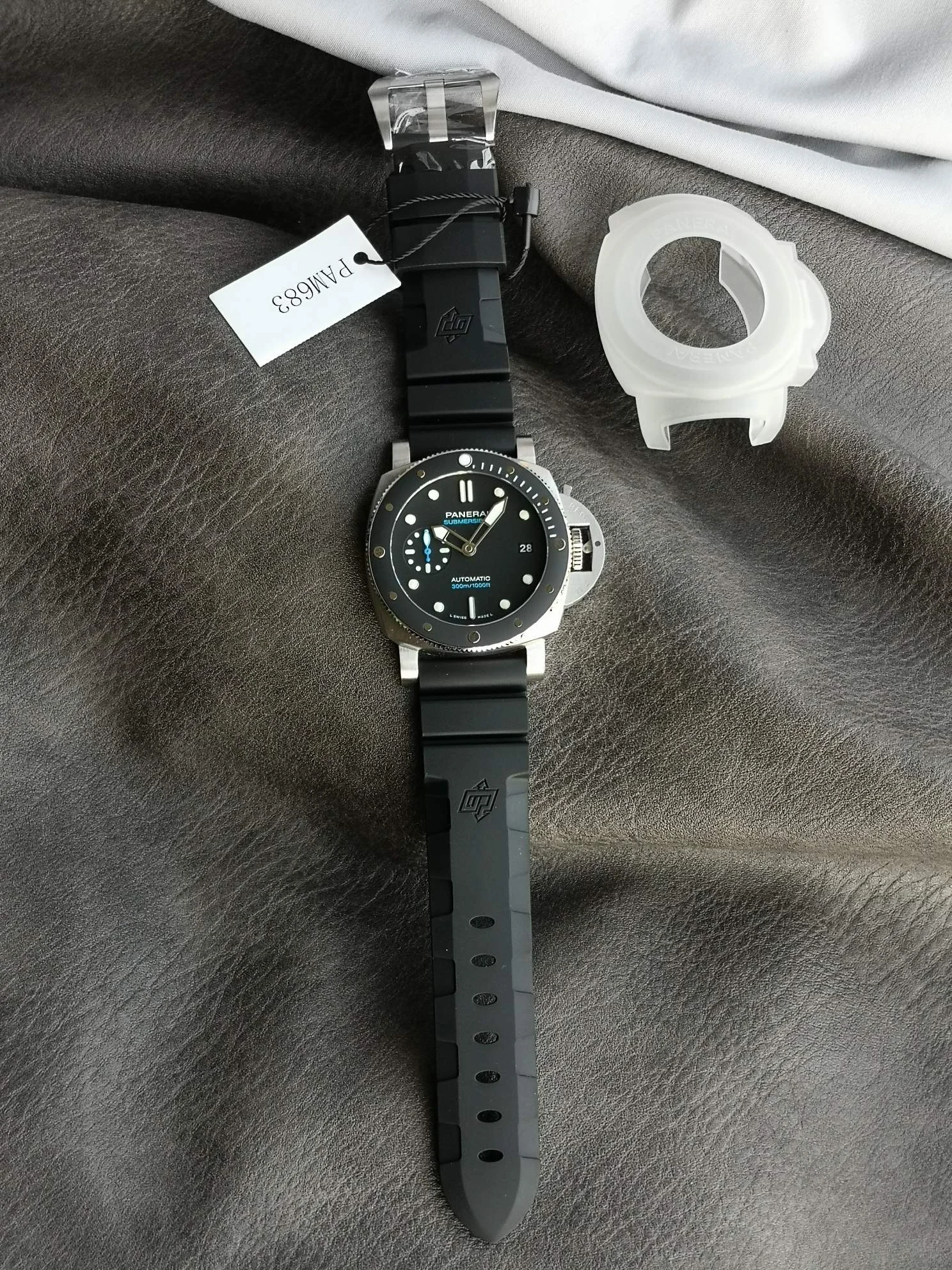 Panerai Ceramic Black Dial PAM00683 — photographed off the sweep
