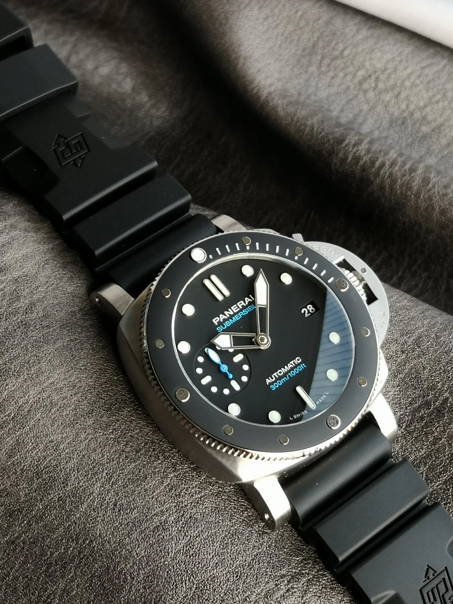 Panerai Ceramic Black Dial PAM00683 — photographed off the sweep