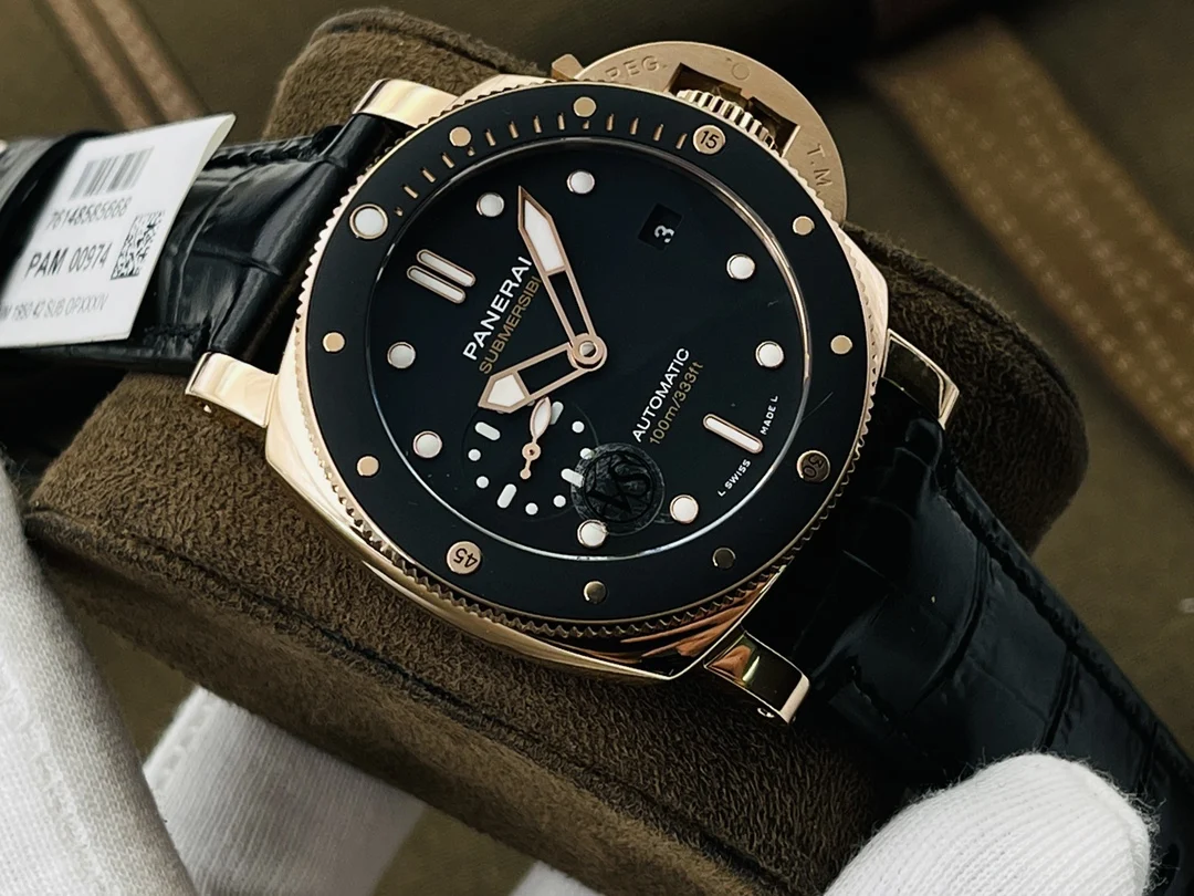 Panerai Ceramic Black Dial PAM00974 42mm — photographed off the sweep
