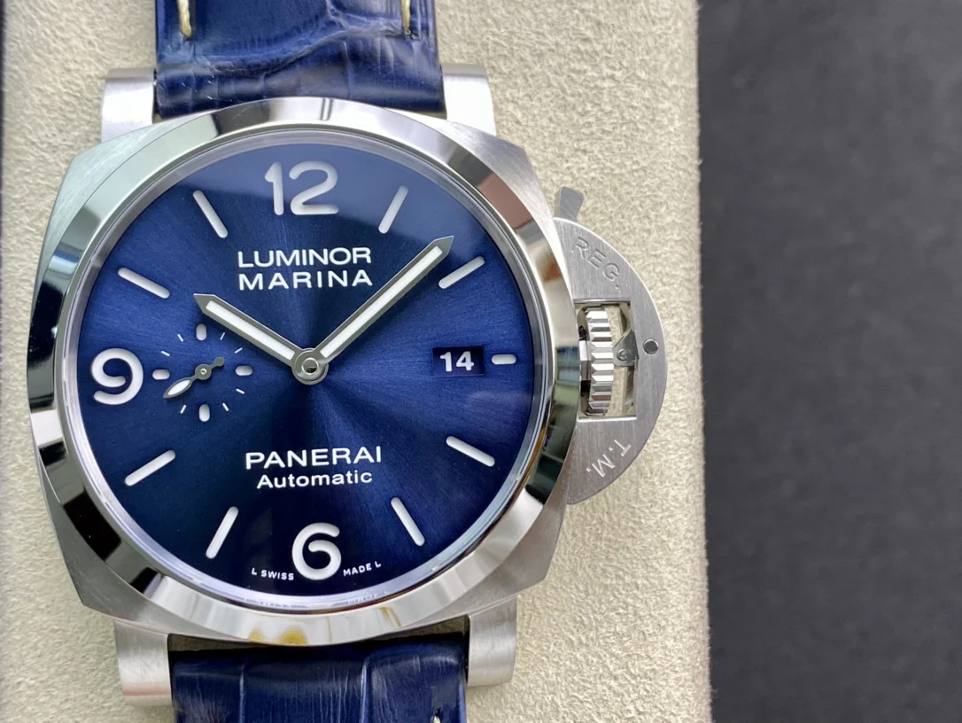 Panerai Luminor Marina Blue Dial PAM01313 44mm — photographed off the sweep