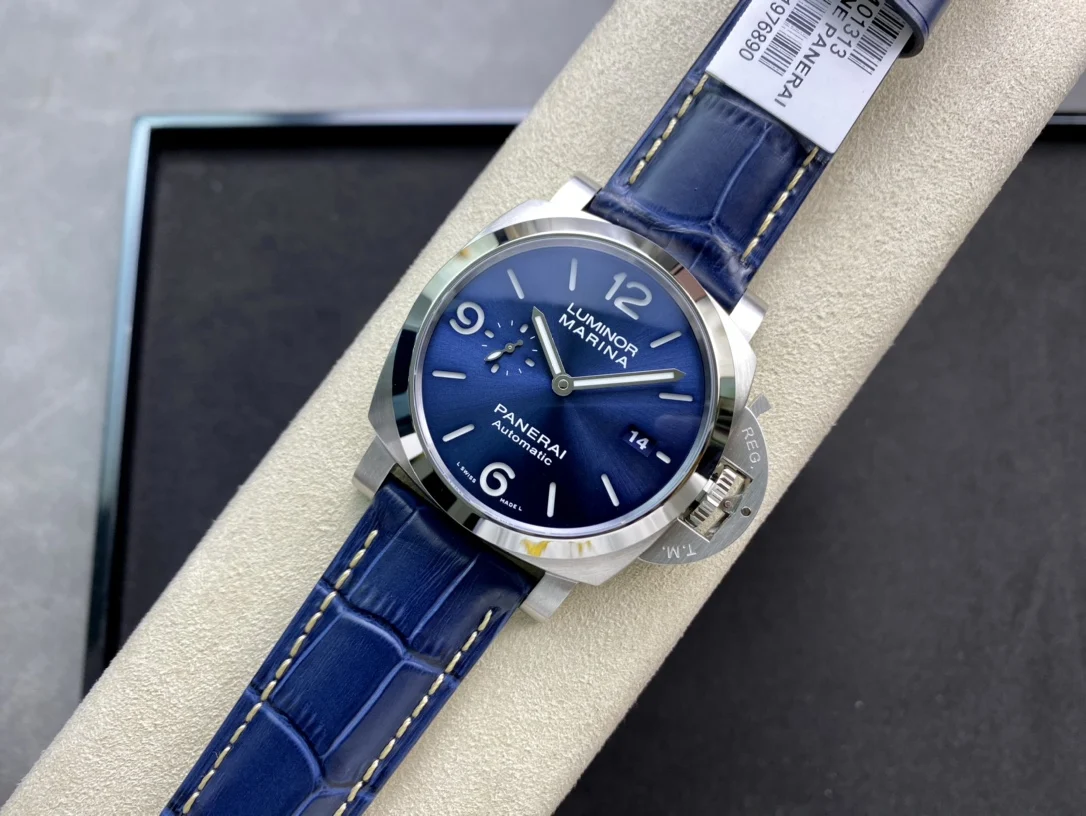 Panerai Luminor Marina Blue Dial PAM01313 44mm — photographed off the sweep