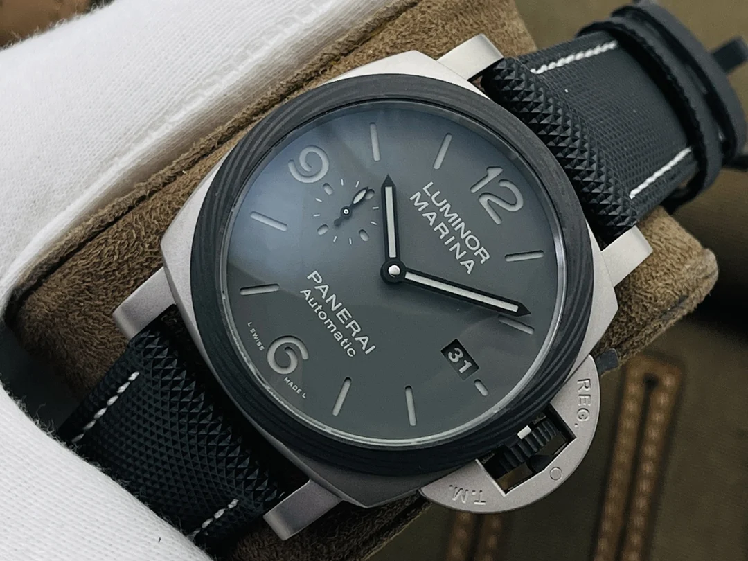 Panerai Luminor Marina Titanium Grey Dial 44mm — photographed off the sweep