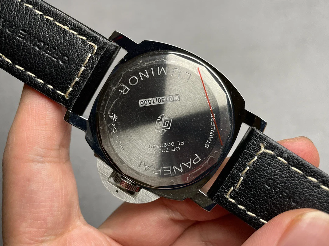 Panerai Luminor Steel Black Dial PAM01084 44mm — photographed off the sweep