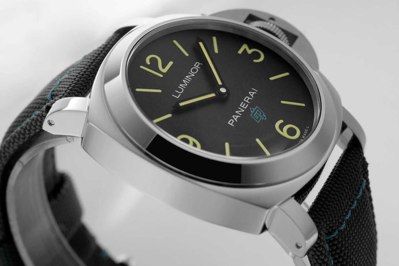 Panerai Luminor Steel Blue Dial PAM00774 44mm — photographed off the sweep