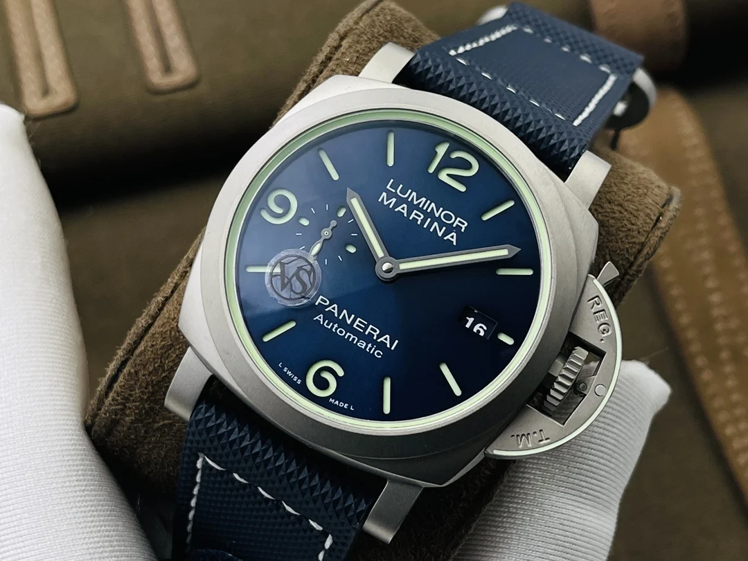 Panerai Titanium Blue Dial PAM01117 44mm — photographed off the sweep