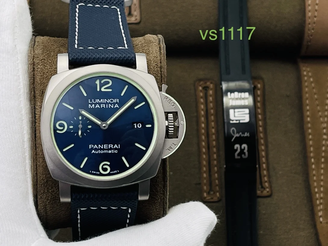 Panerai Titanium Blue Dial PAM01117 44mm — photographed off the sweep