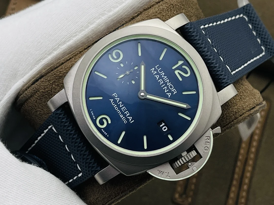 Panerai Titanium Blue Dial PAM01117 44mm — photographed off the sweep