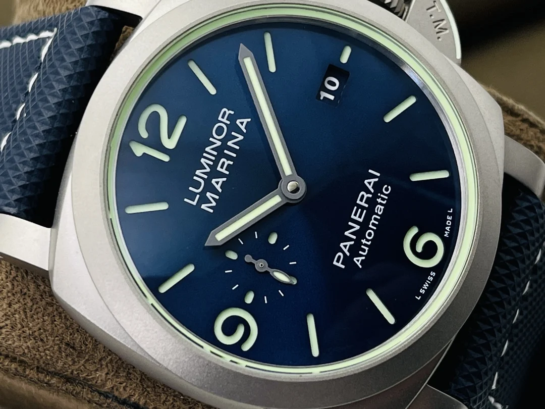Panerai Titanium Blue Dial PAM01117 44mm — photographed off the sweep