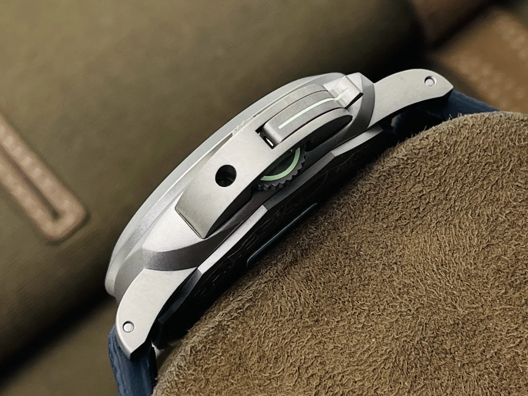 Panerai Titanium Blue Dial PAM01117 44mm — photographed off the sweep