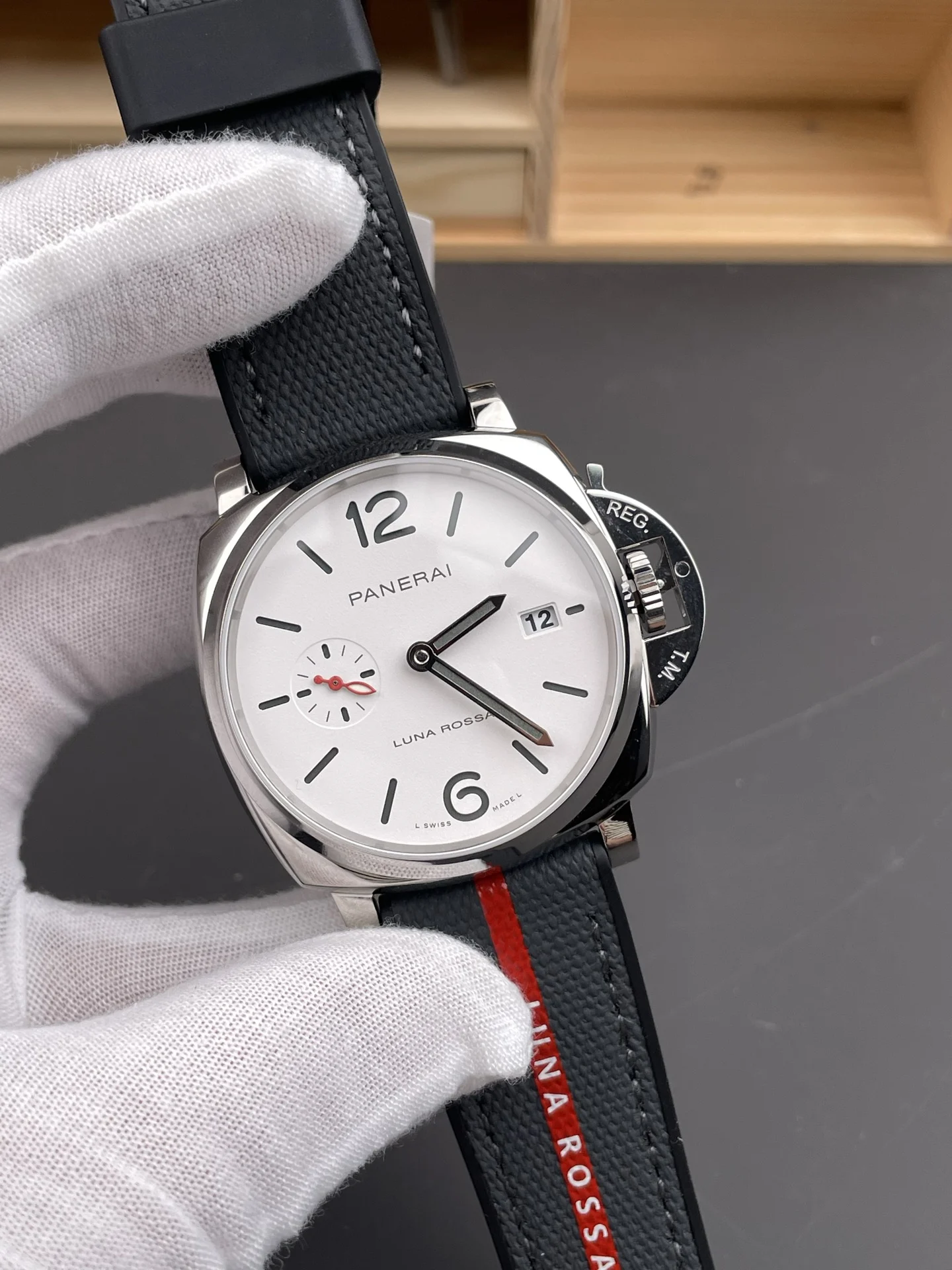 Panerai White Dial PAM01381 42mm — photographed off the sweep